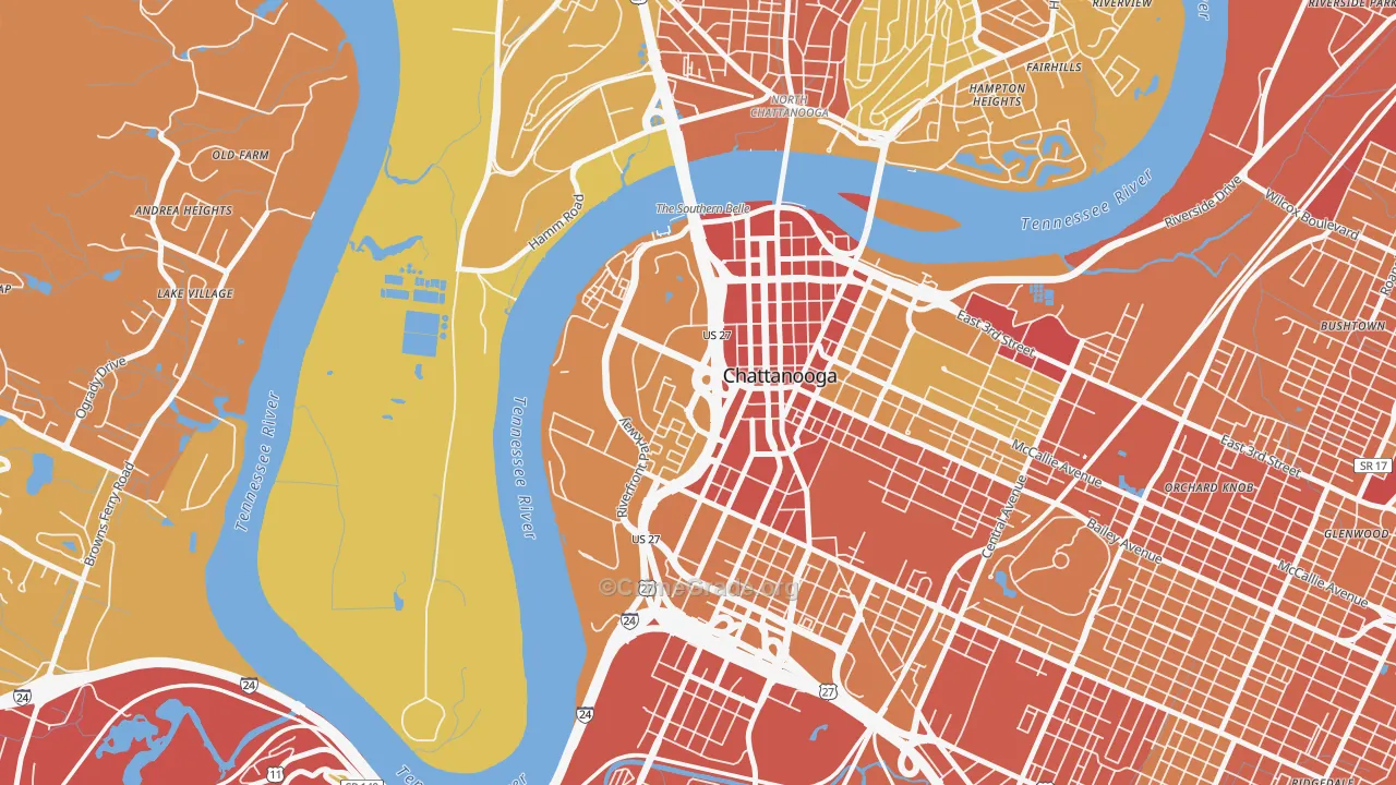 37402, TN Map of Theft Rates