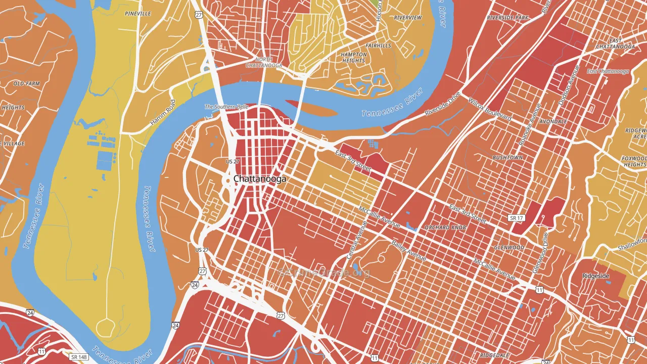 37403, TN Map of Theft Rates