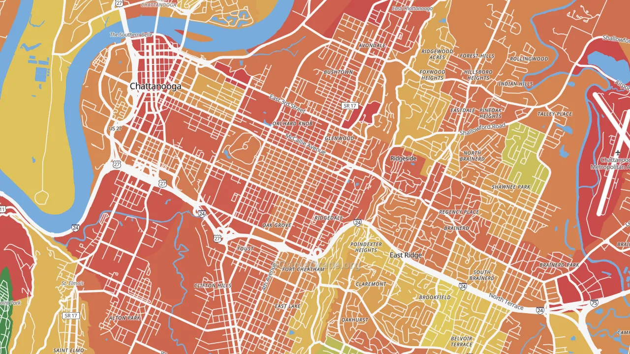 37404, TN Map of Theft Rates