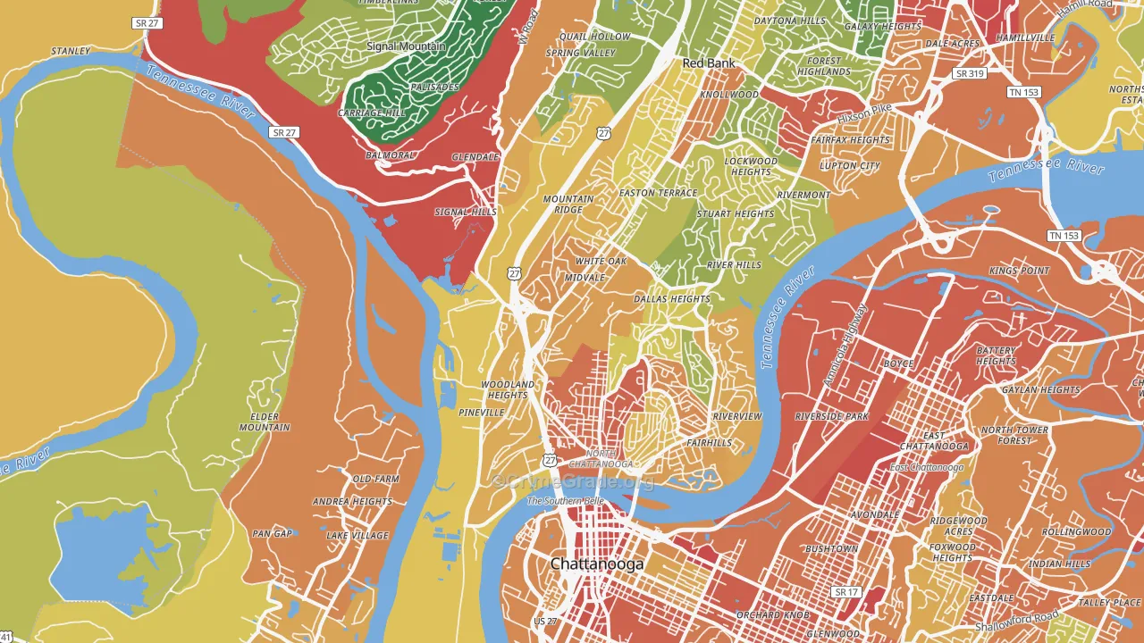37405, TN Map of Theft Rates