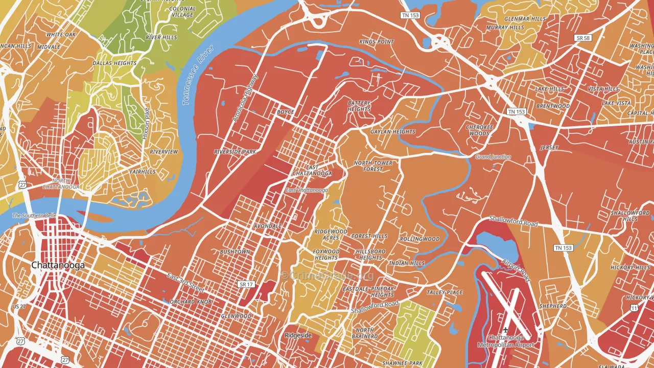 37406, TN Map of Theft Rates