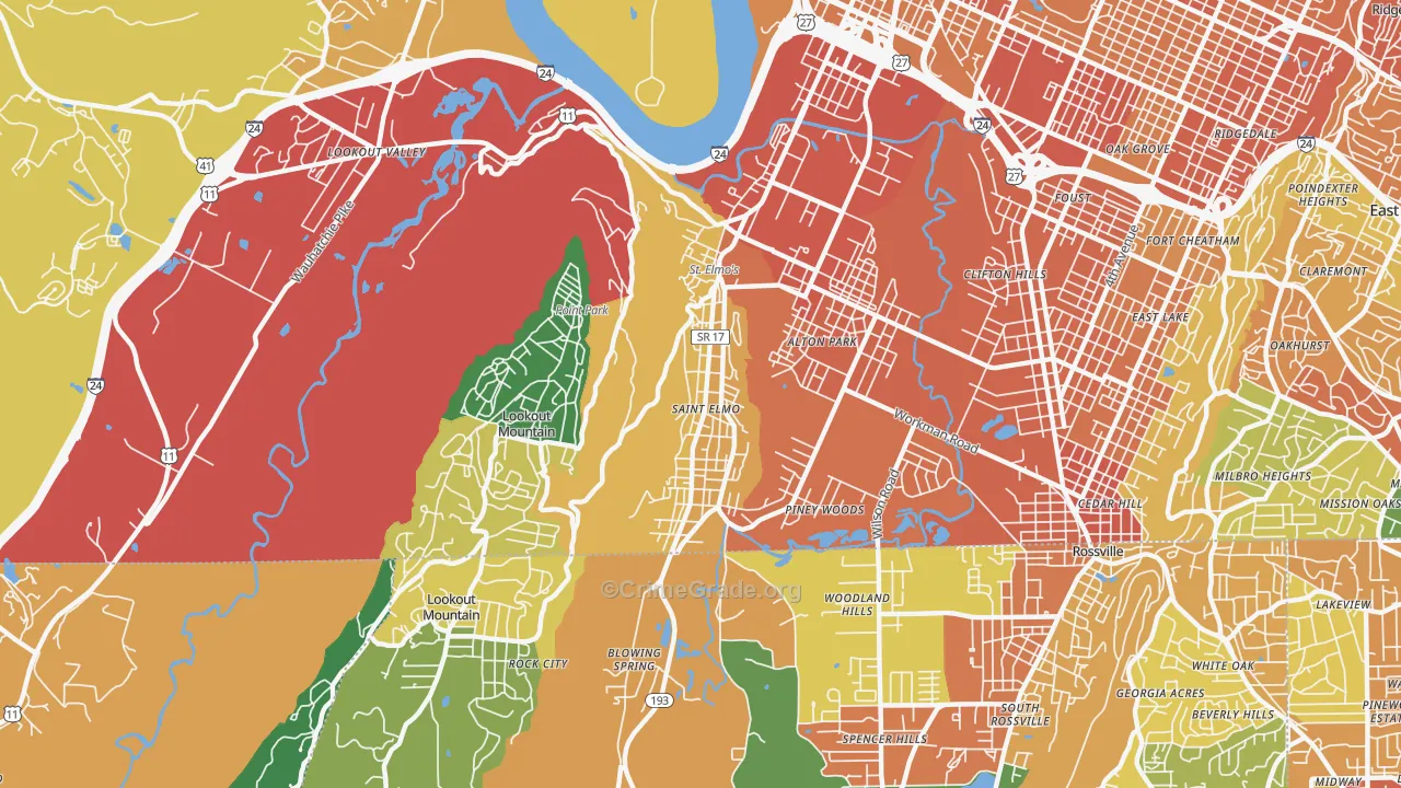 37409, TN Map of Theft Rates
