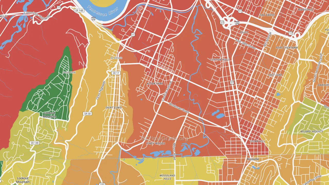 37410, TN Map of Theft Rates