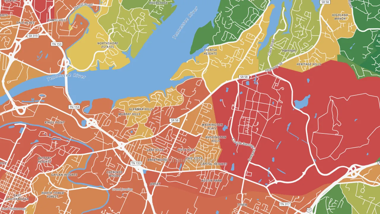 37416, TN Map of Theft Rates