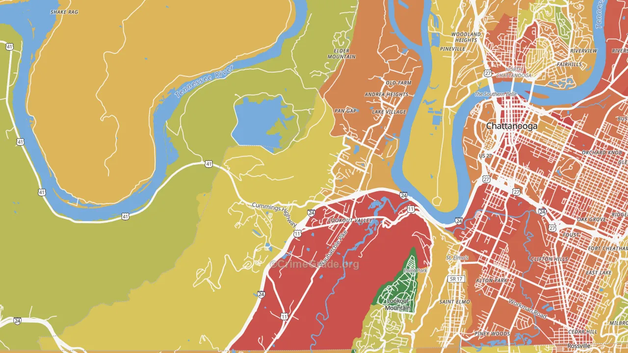37419, TN Map of Theft Rates