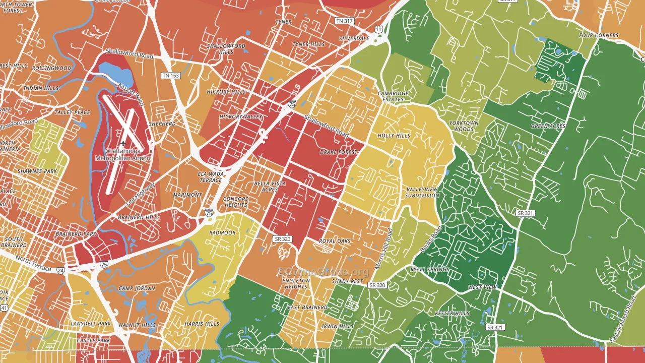 37421, TN Map of Theft Rates