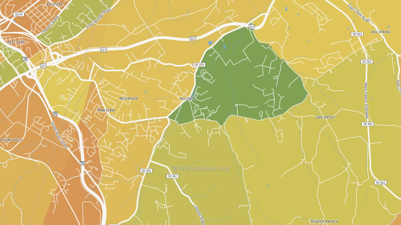 37682, TN Map of Theft Rates