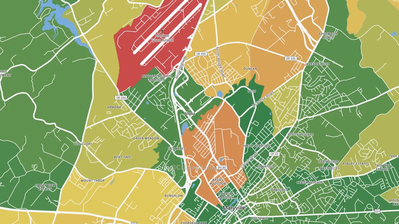37701, TN Map of Theft Rates