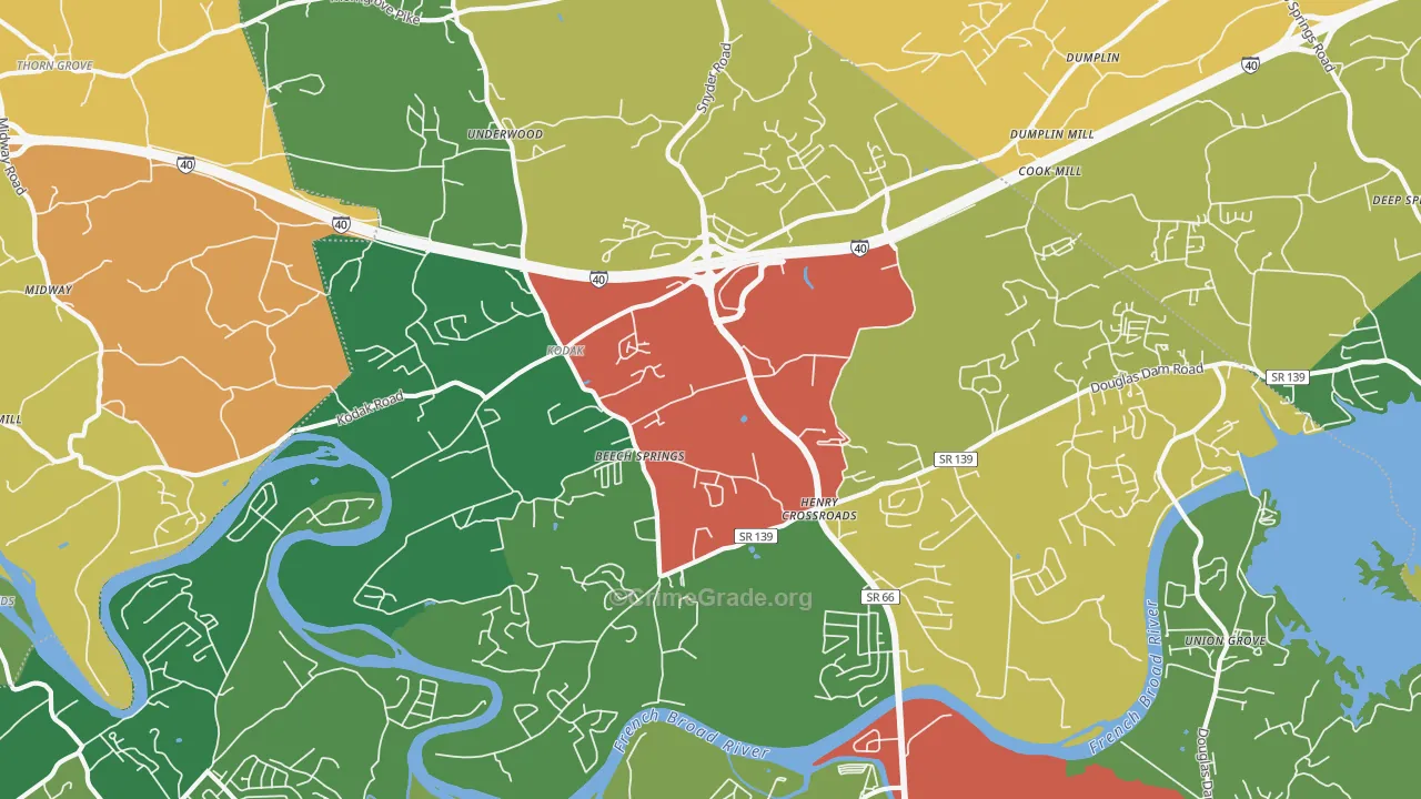 37764, TN Map of Theft Rates