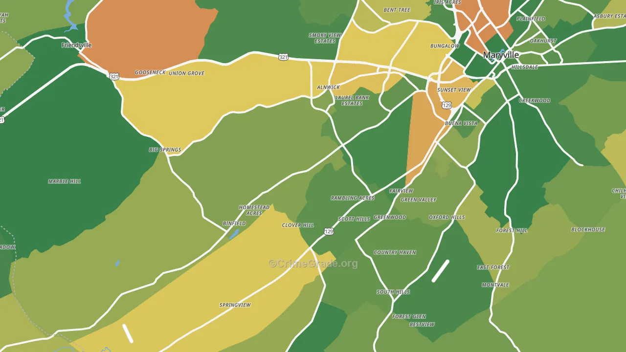 37801, TN Map of Theft Rates