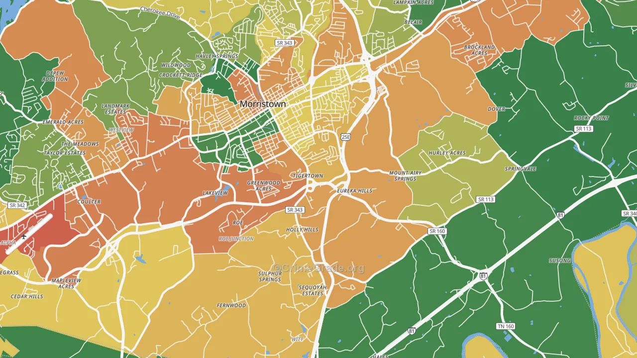 37813, TN Map of Theft Rates