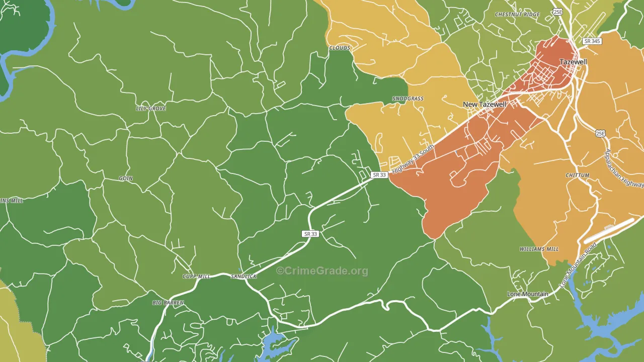 37825, TN Map of Theft Rates