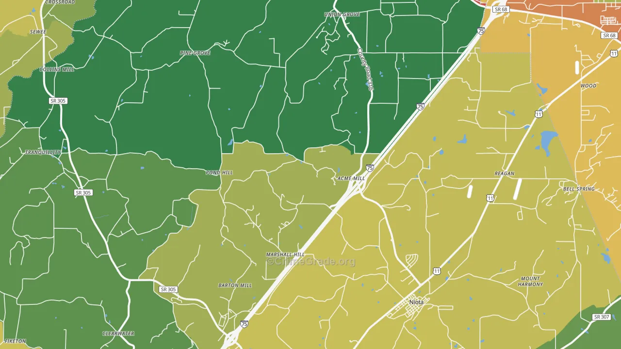 37826, TN Map of Theft Rates