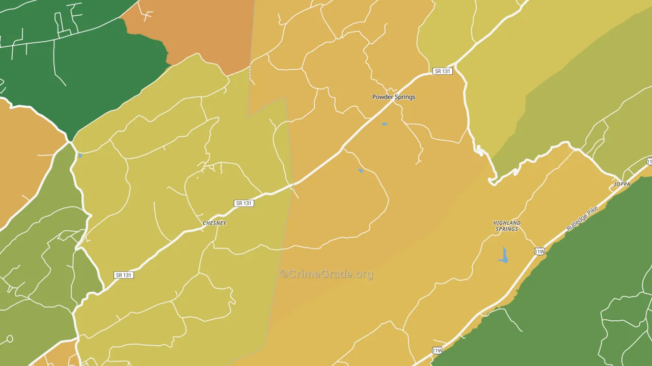 37848, TN Map of Theft Rates