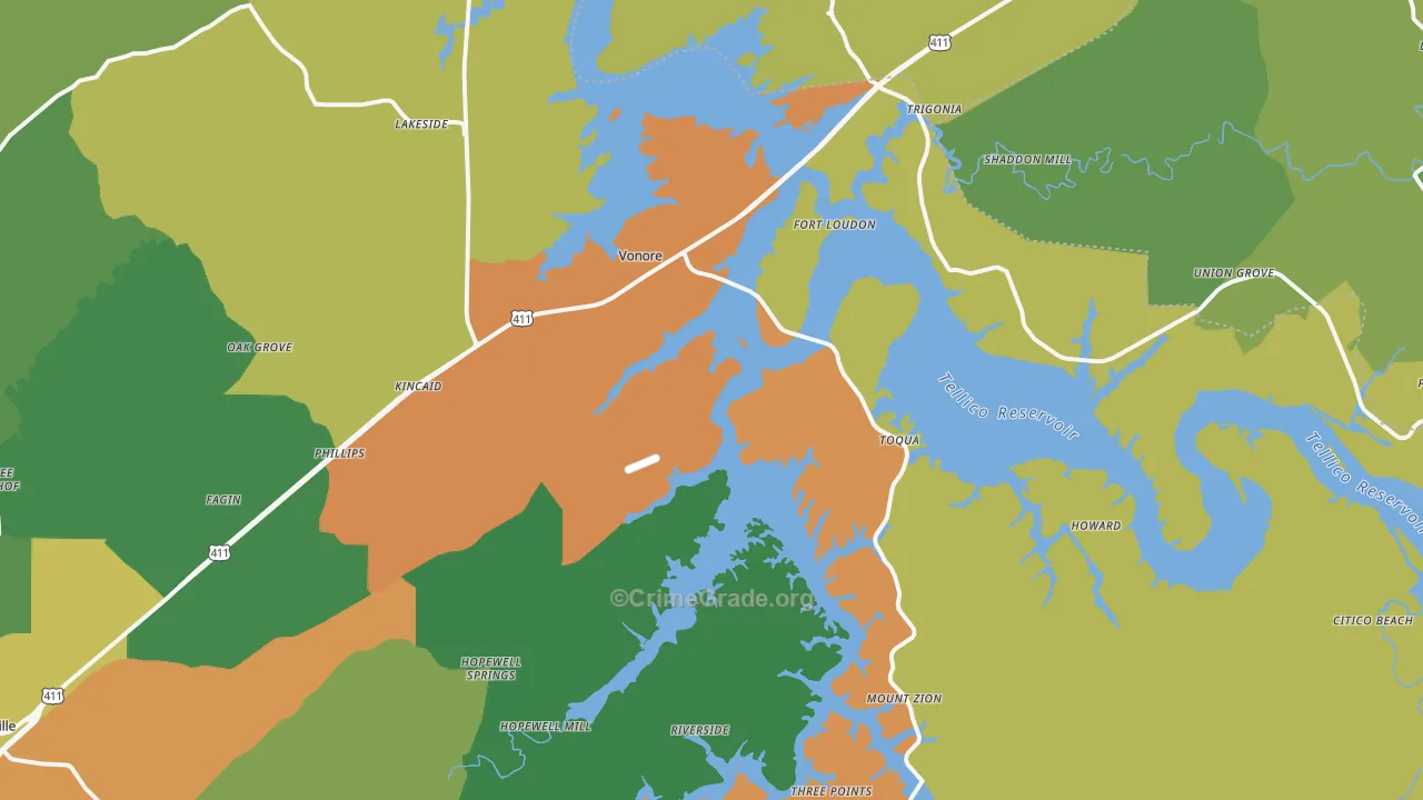 37885, TN Map of Theft Rates