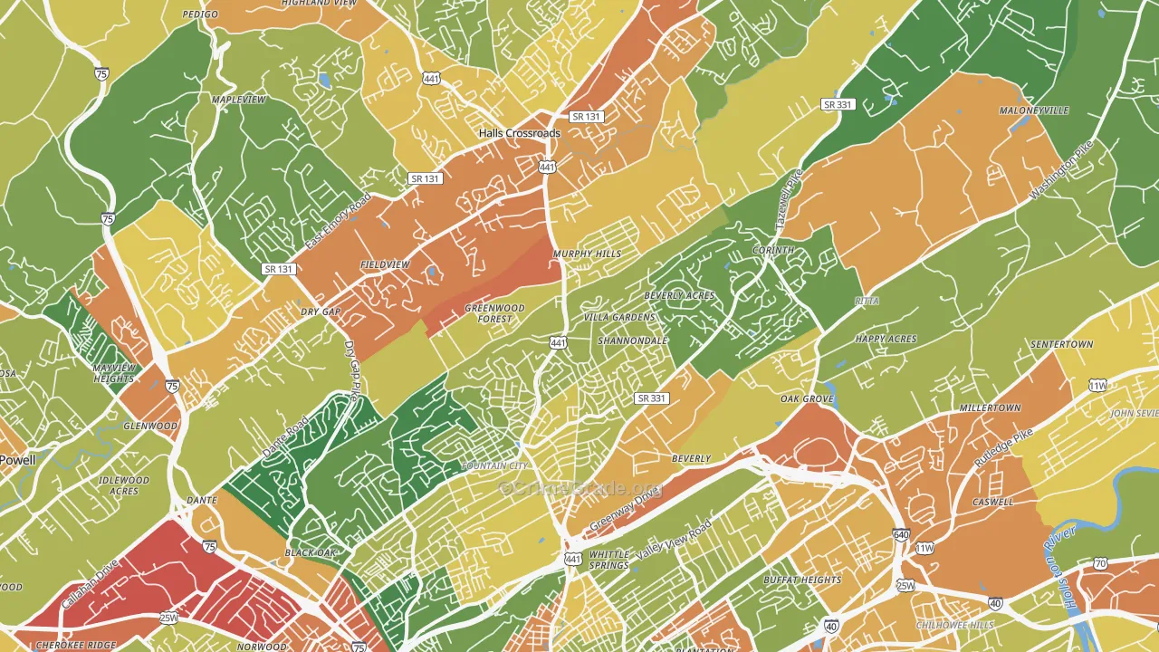 37918, TN Map of Theft Rates