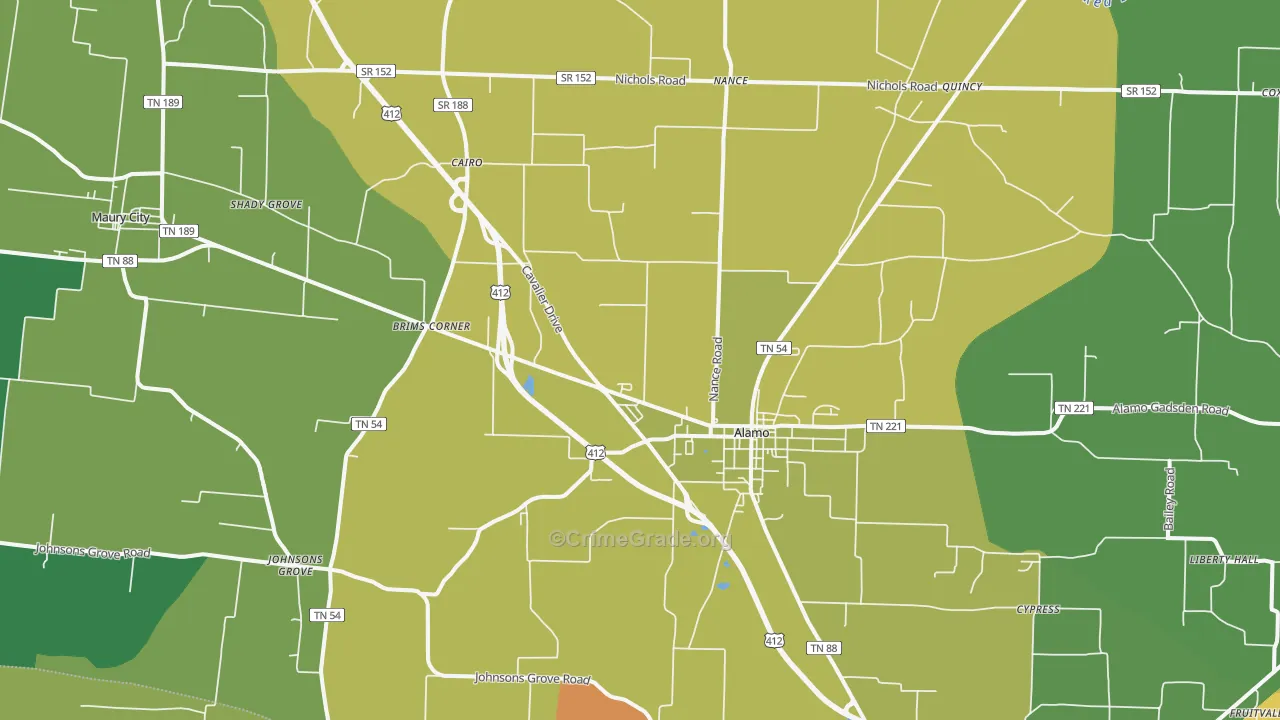 38001, TN Map of Theft Rates