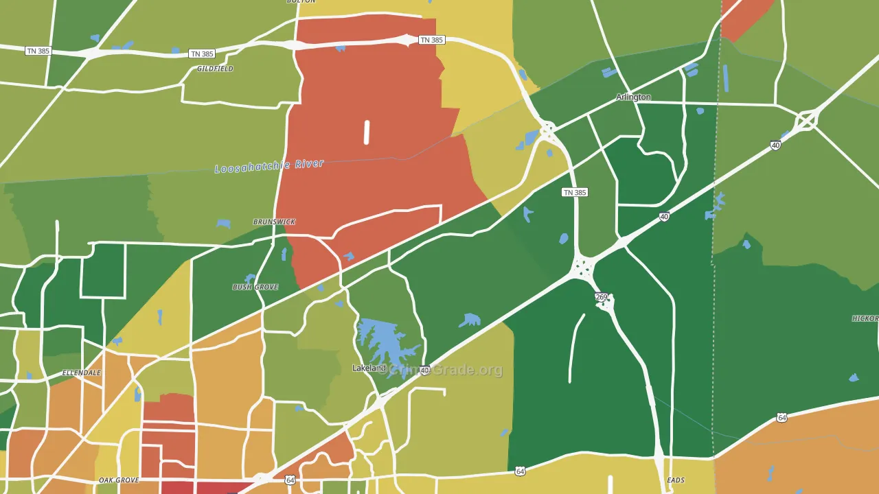 38002, TN Map of Theft Rates