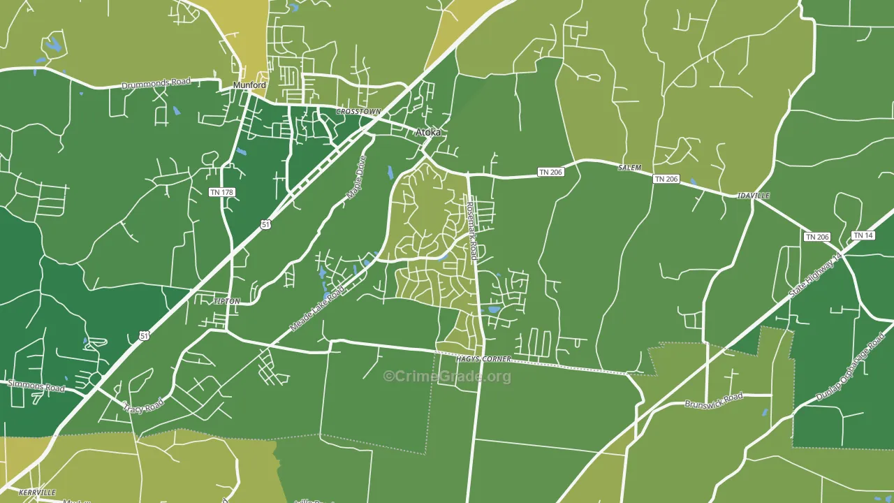 38004, TN Map of Theft Rates