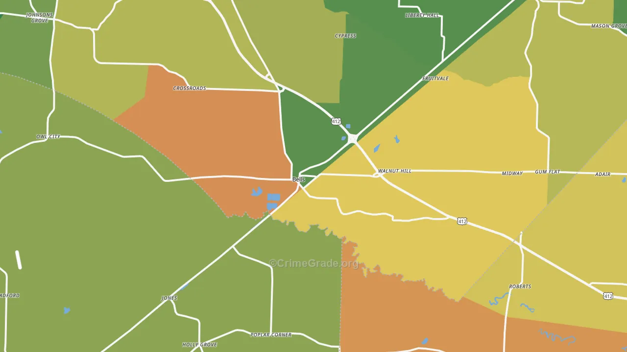 38006, TN Map of Theft Rates