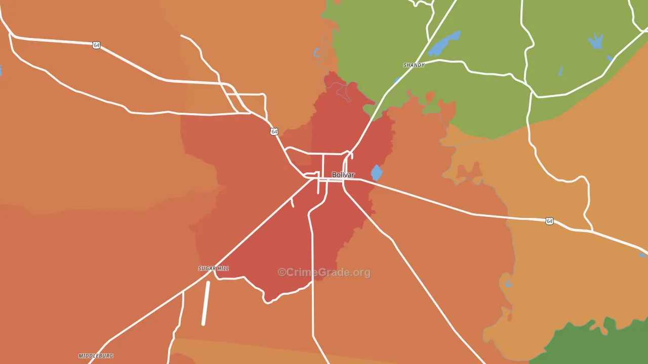 38008, TN Map of Theft Rates