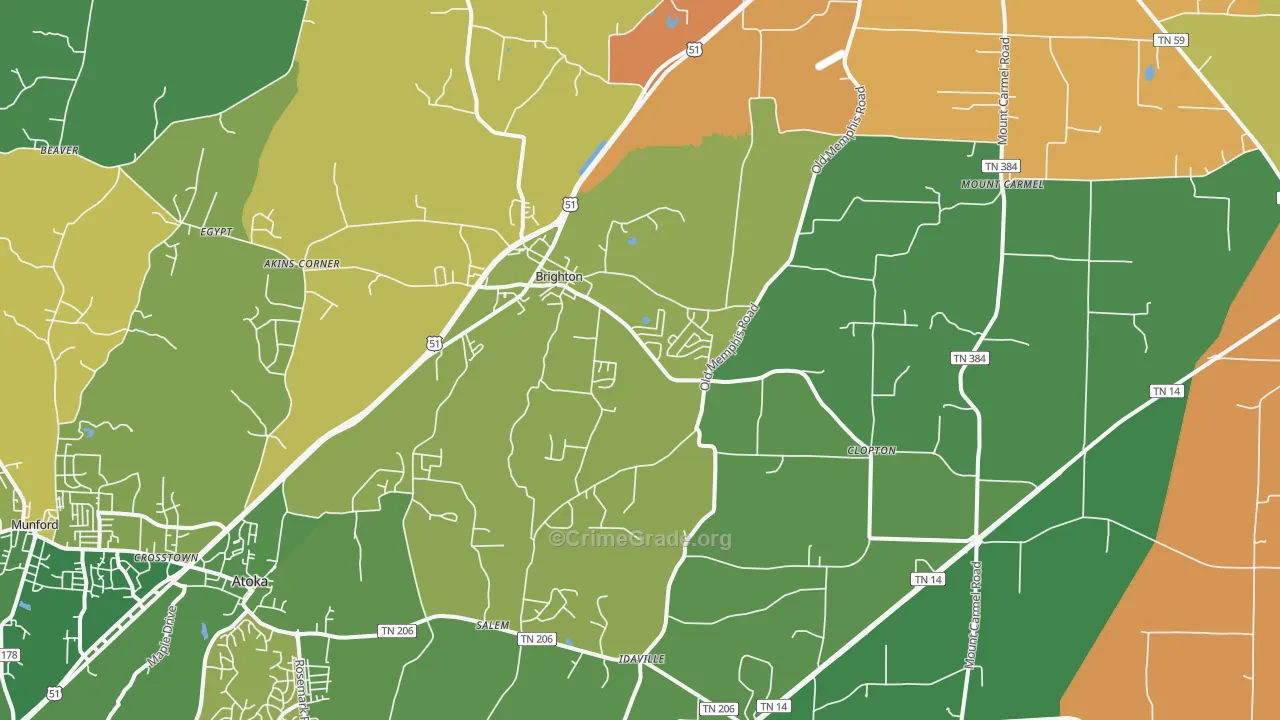 38011, TN Map of Theft Rates
