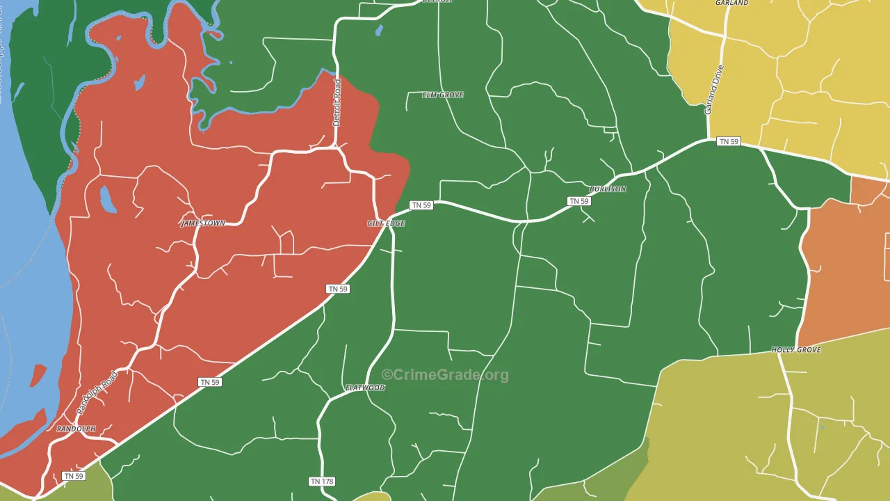 38015, TN Map of Theft Rates