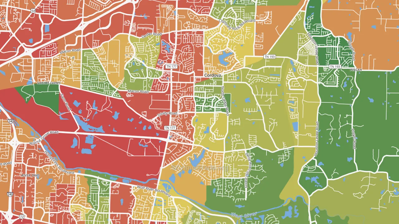 38018, TN Map of Theft Rates
