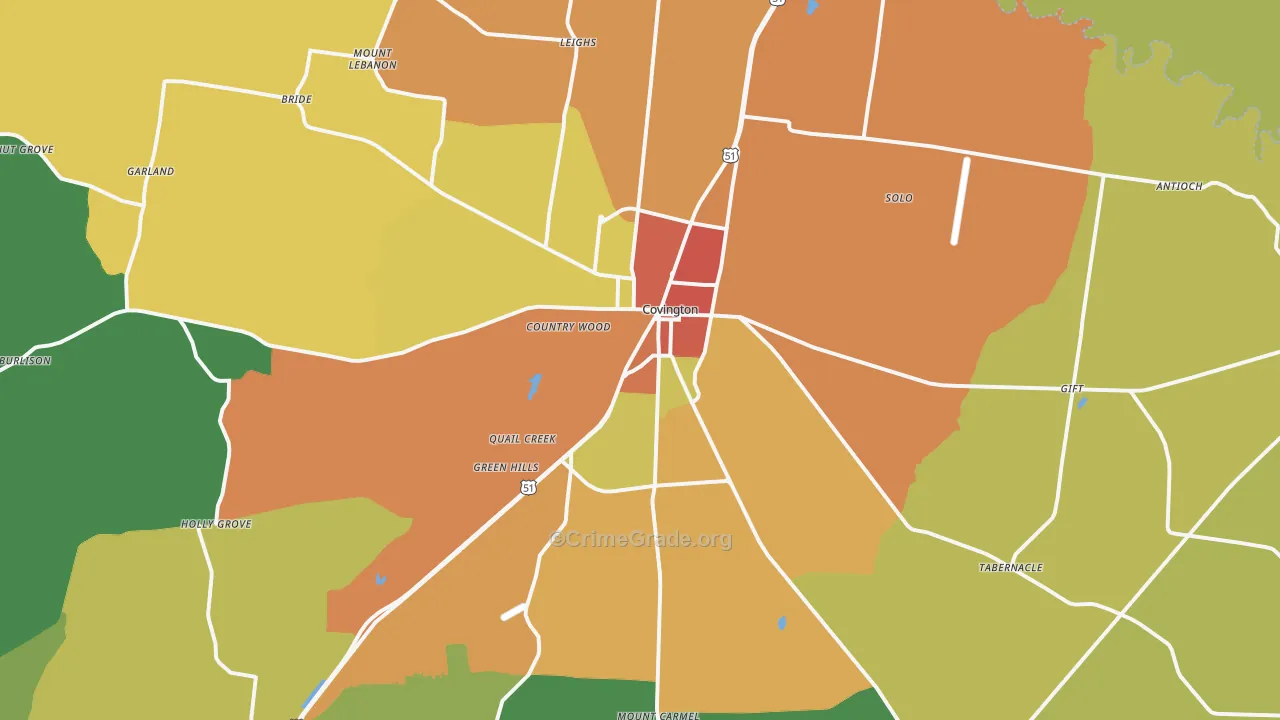 38019, TN Map of Theft Rates