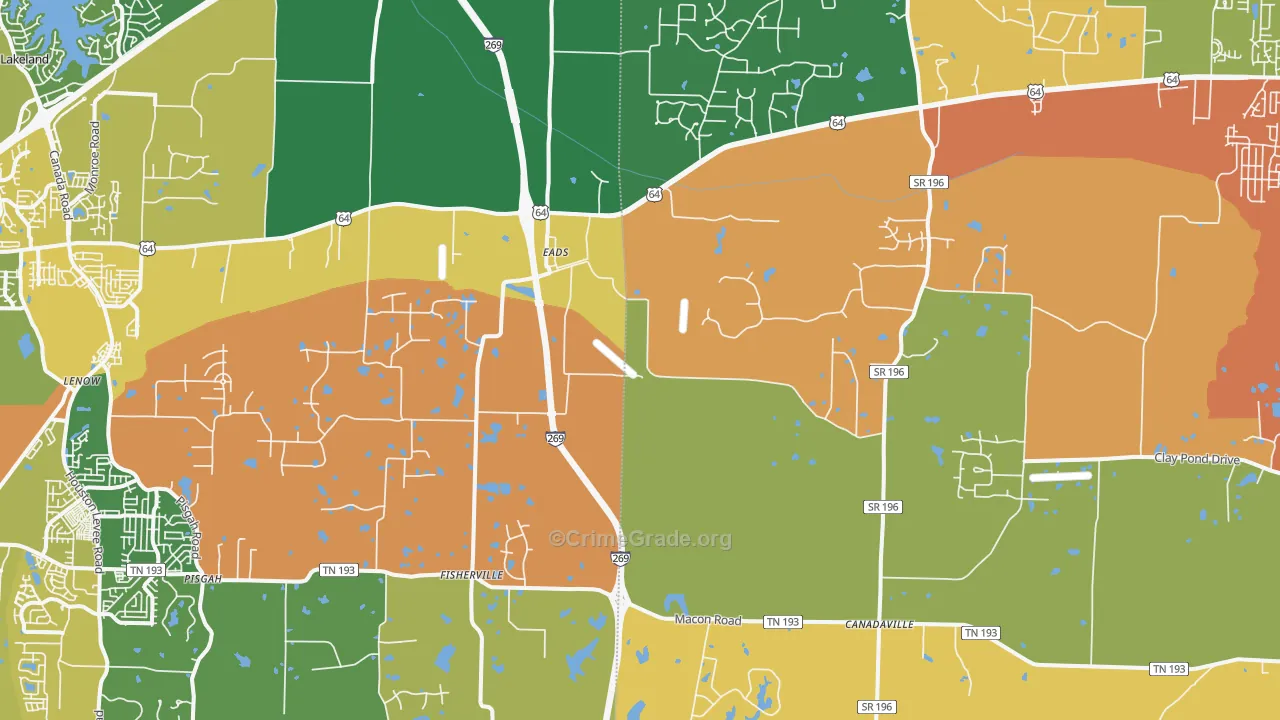 38028, TN Map of Theft Rates