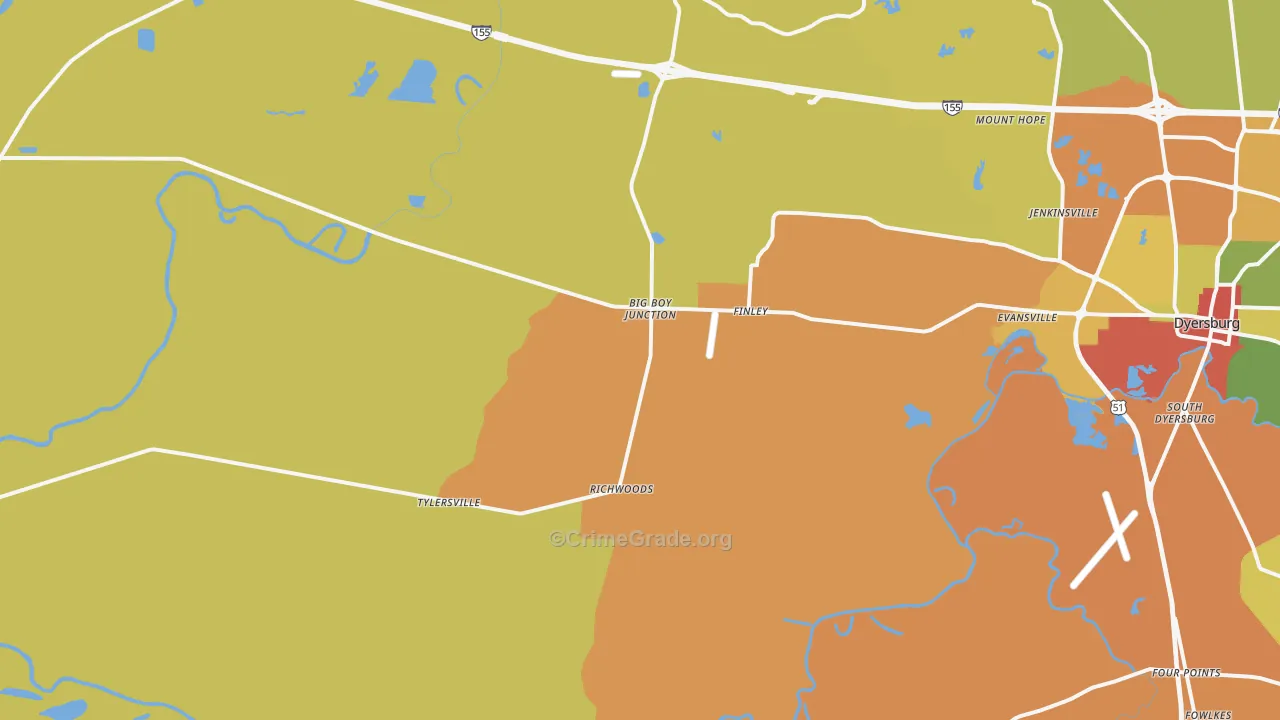38030, TN Map of Theft Rates