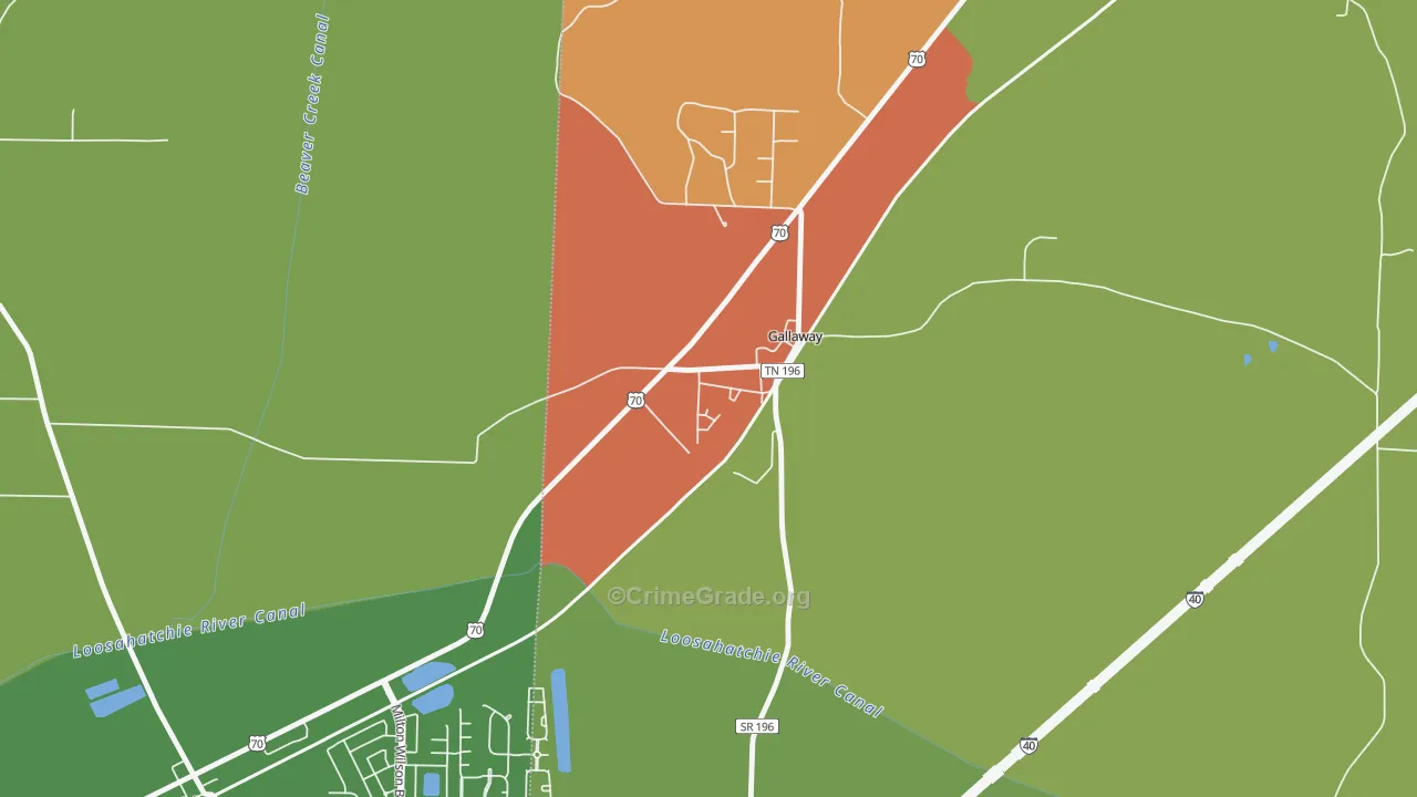 38036, TN Map of Theft Rates