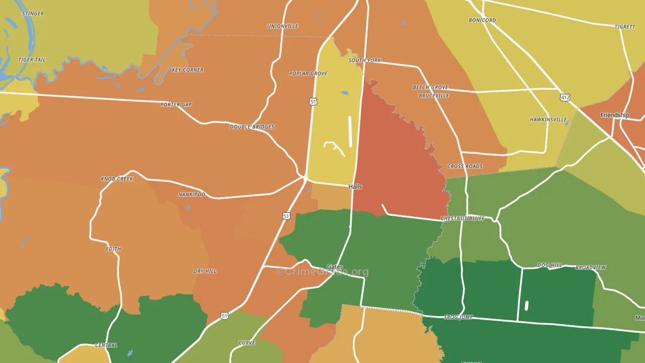 38040, TN Map of Theft Rates