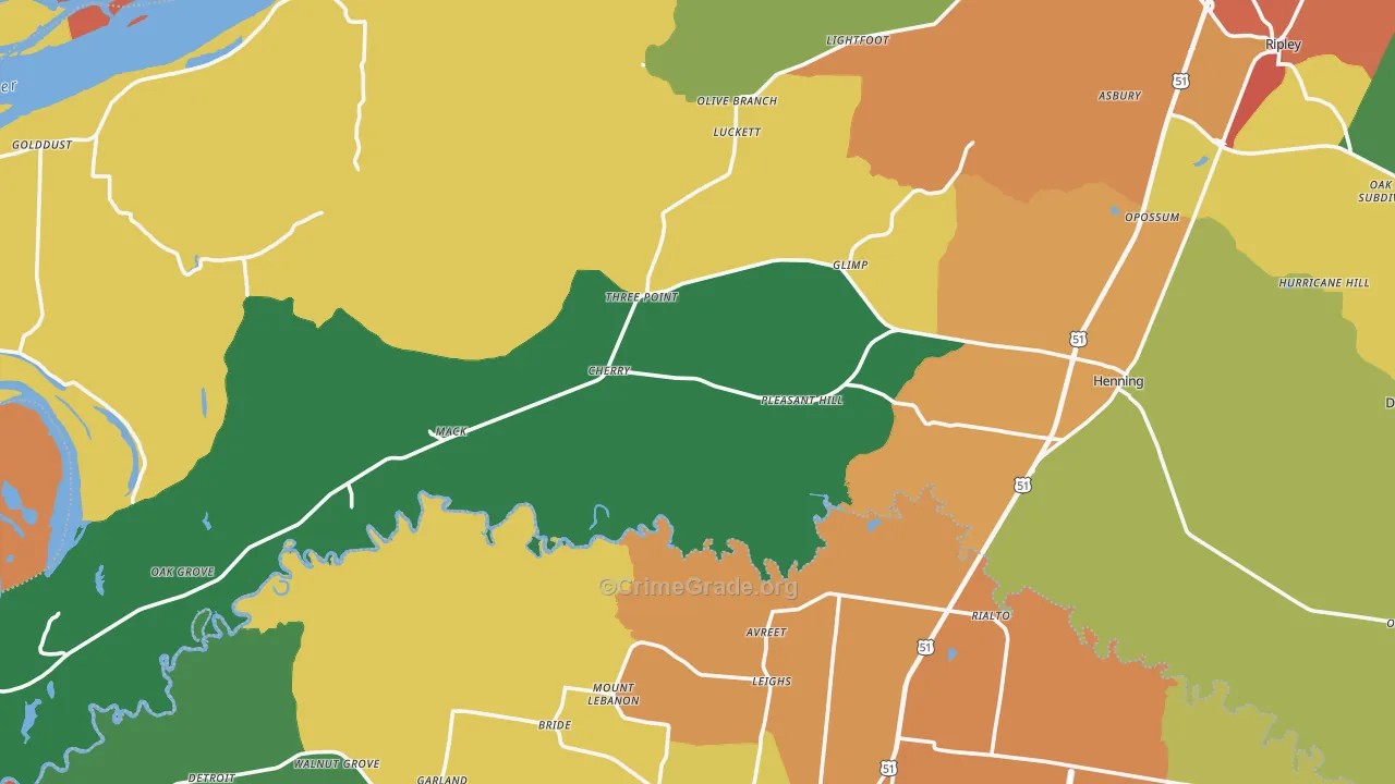 38041, TN Map of Theft Rates