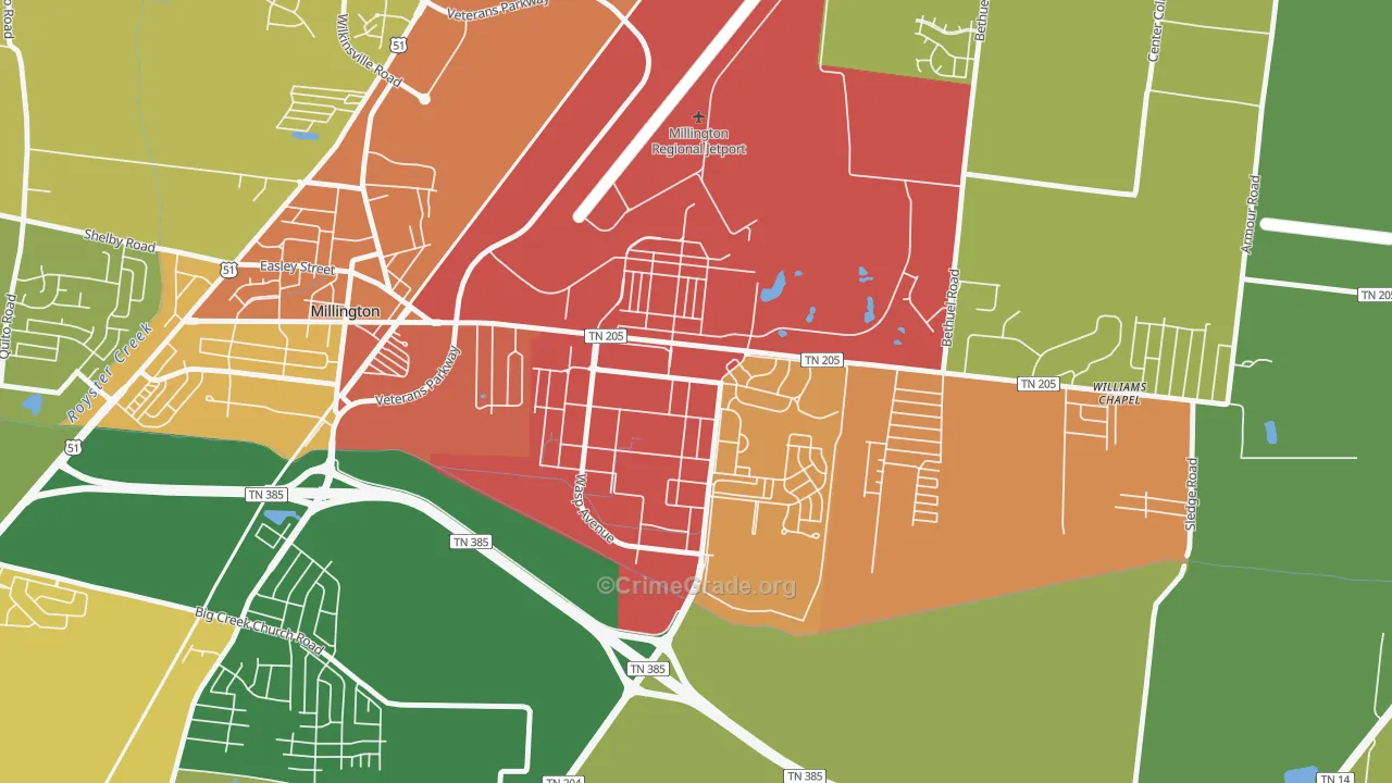 38054, TN Map of Theft Rates