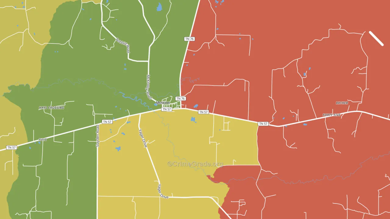 38057, TN Map of Theft Rates