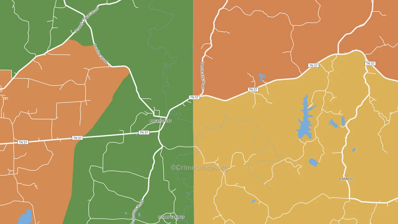 38061, TN Map of Theft Rates