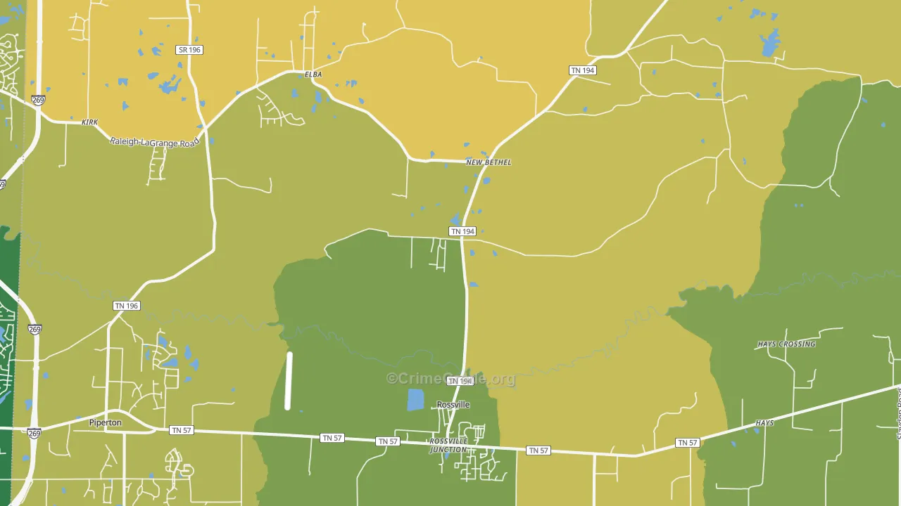 38066, TN Map of Theft Rates