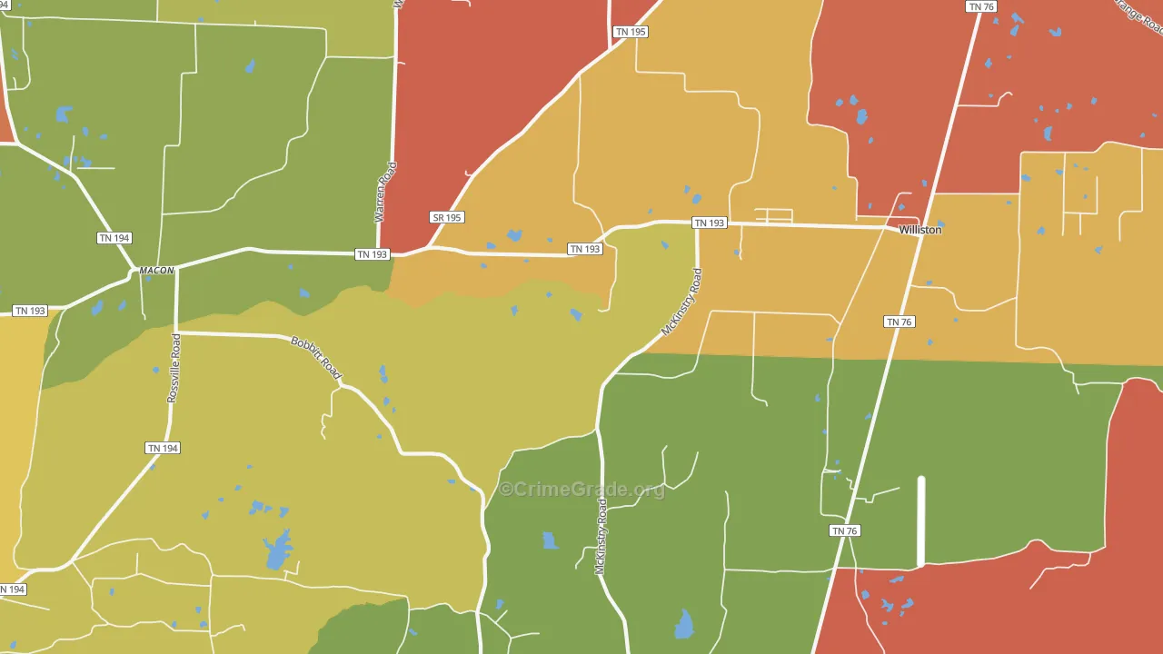 38076, TN Map of Theft Rates
