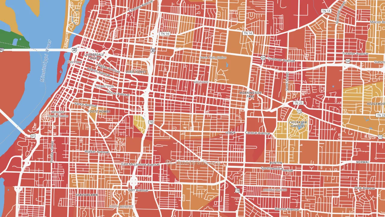 38104, TN Map of Theft Rates
