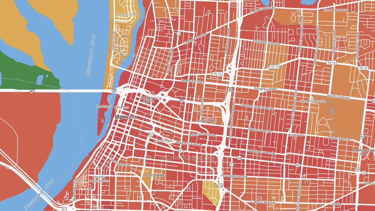 38105, TN Map of Theft Rates