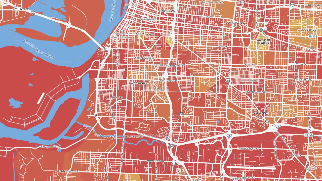 38106, TN Map of Theft Rates