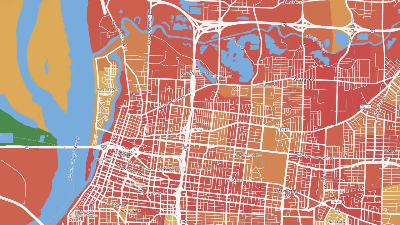 38107, TN Map of Theft Rates
