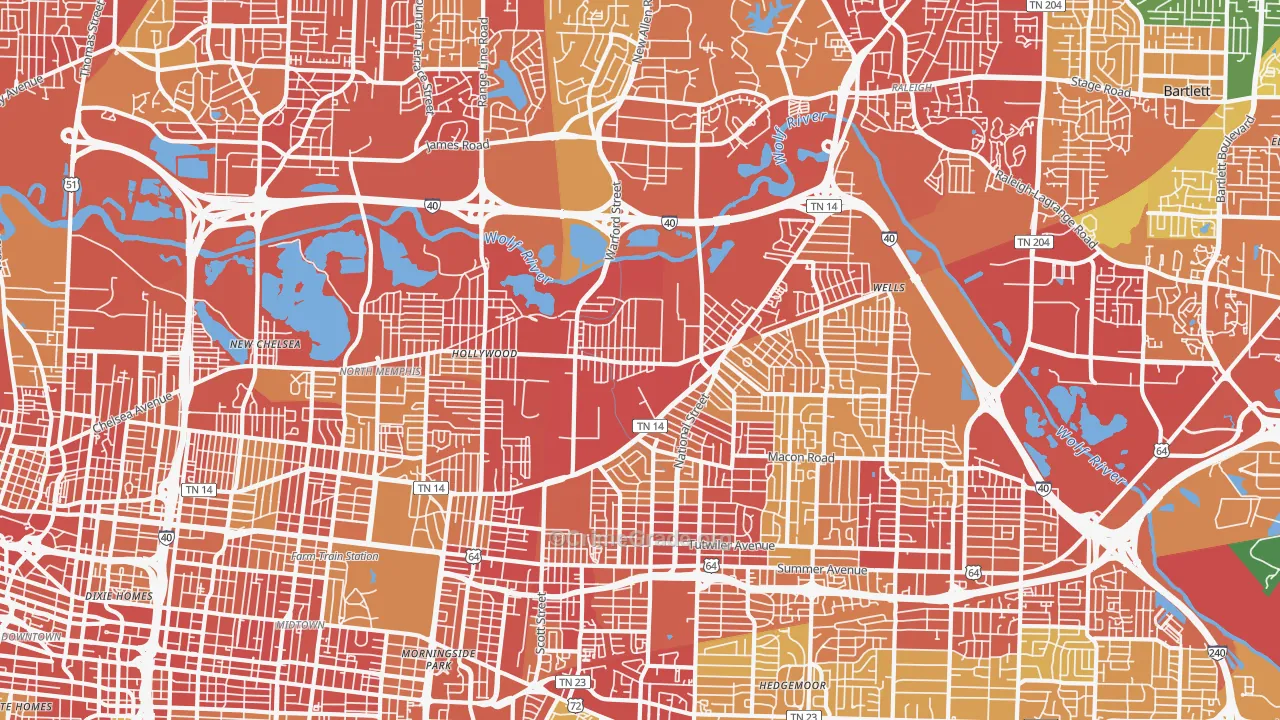 38108, TN Map of Theft Rates
