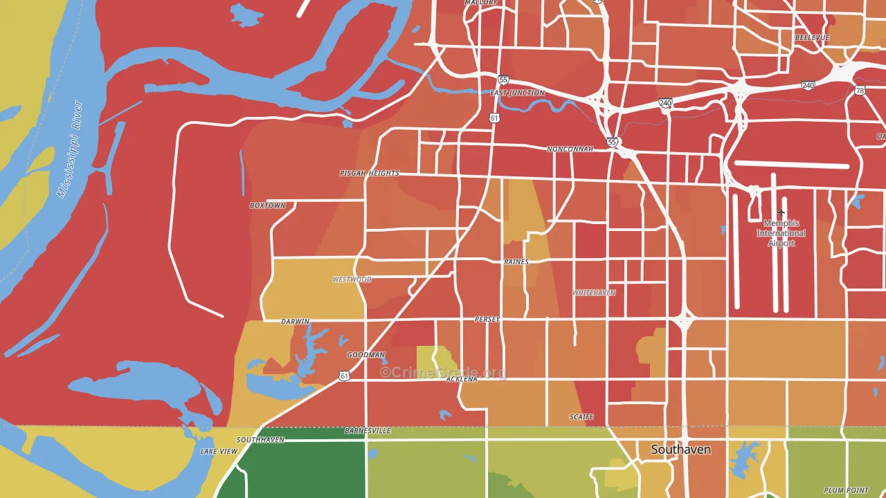 38109, TN Map of Theft Rates