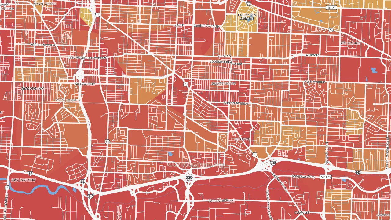 38114, TN Map of Theft Rates