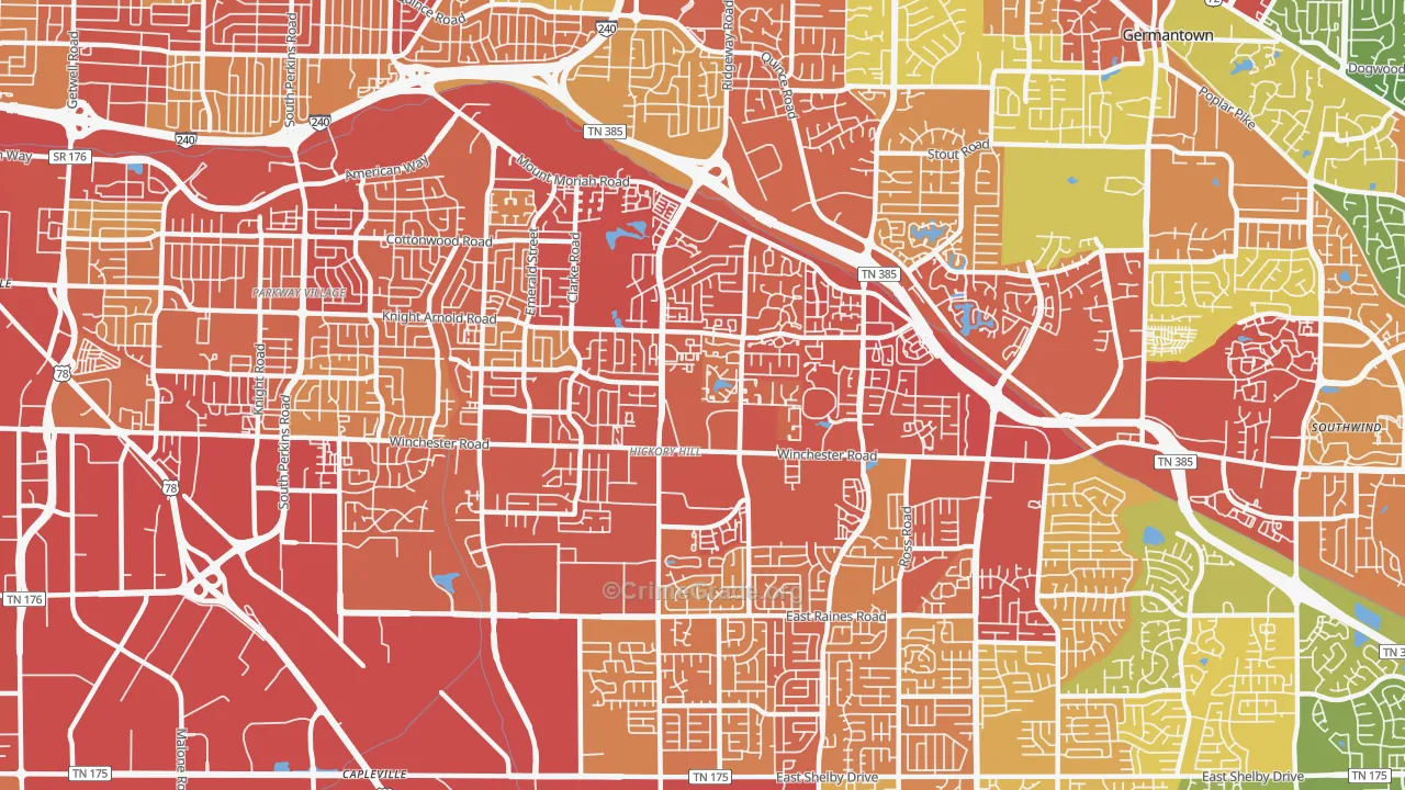 38115, TN Map of Theft Rates