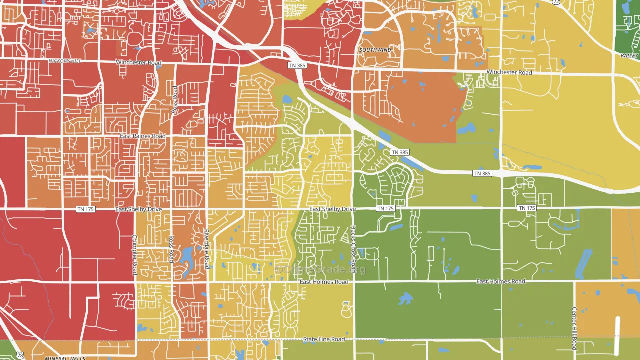 38125, TN Map of Theft Rates