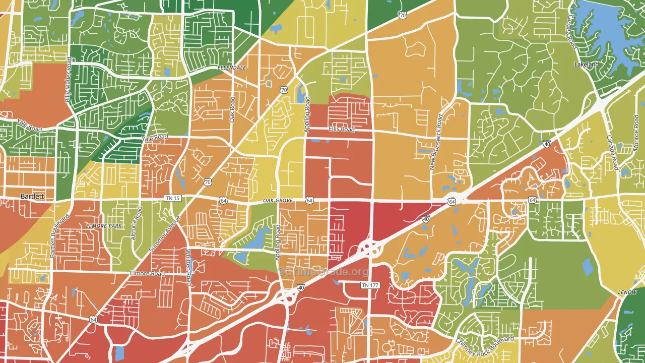 38133, TN Map of Theft Rates