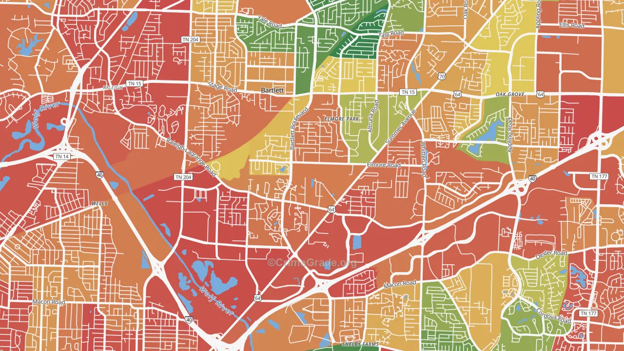 38134, TN Map of Theft Rates